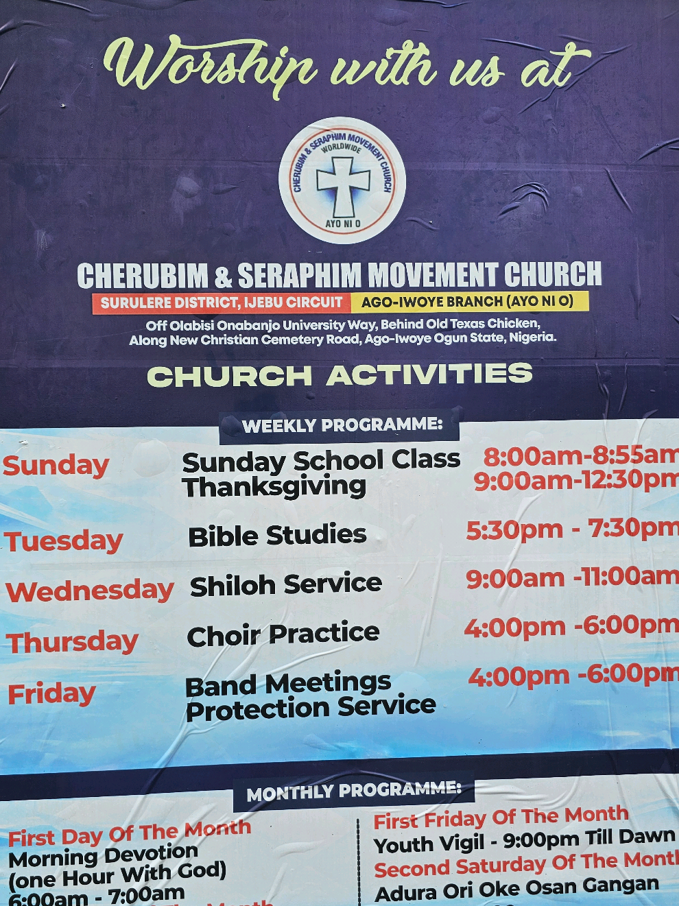 Opening frame of the church facility tour video